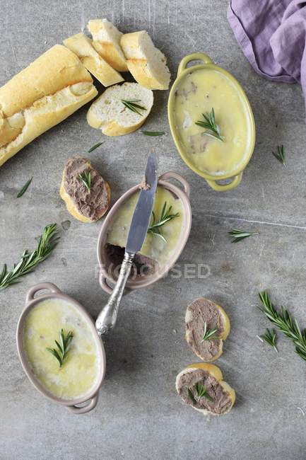 Pate in small bowls — Stock Photo