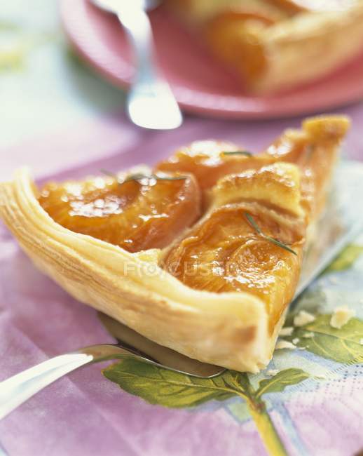 Slice of apricot tart — Stock Photo