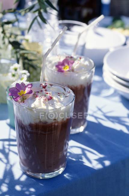 Chocolate in glass cups — Stock Photo