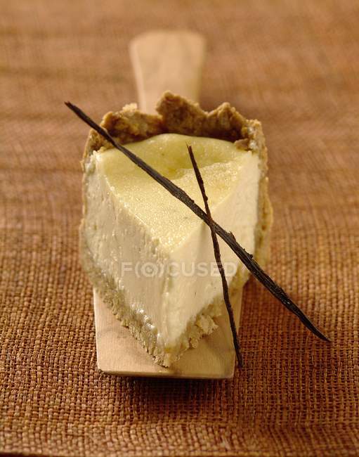 Cinnamon-flavored cheesecake on server — Stock Photo