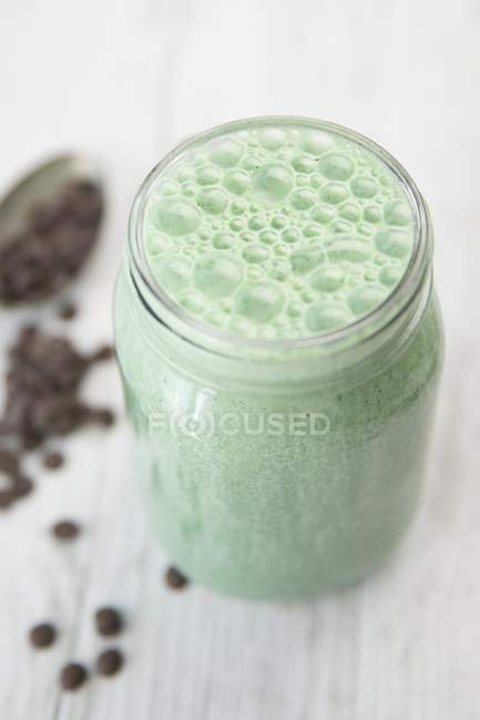 Mint smoothie in glass — Stock Photo