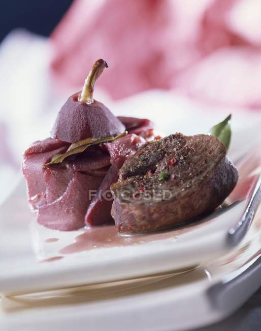 Pear and red wine mini charlotte — Stock Photo