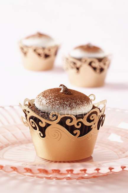 One Devil chocolate cupcake — Stock Photo