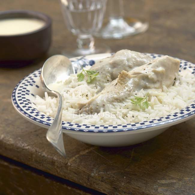 Boiled hen with rice — Stock Photo