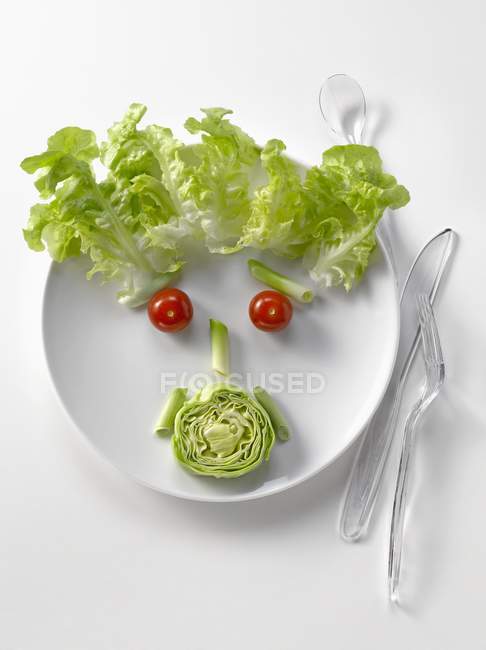 Salad in shape of face — Stock Photo