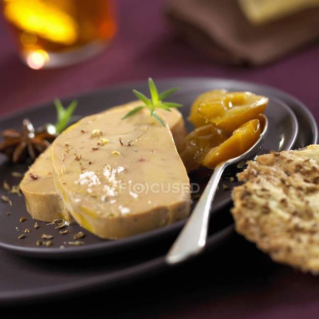 Foie gras on plates — Stock Photo