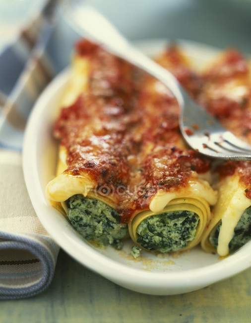 Spinach and ricotta cannelloni pasta — Stock Photo