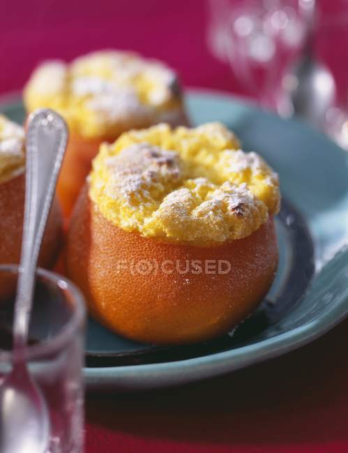 Closeup view of orange souffles on plate — Stock Photo