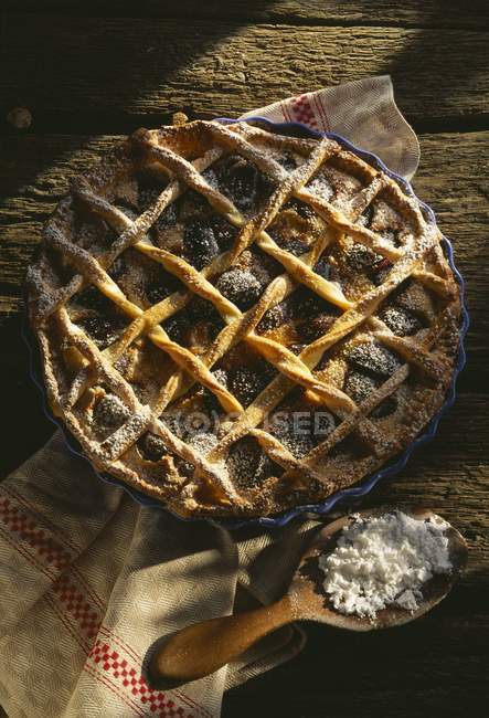 Torta de treliça de ameixa Quetsche — Fotografia de Stock