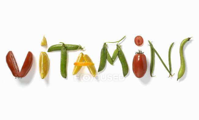 Wort mit Gemüse geschrieben — Stockfoto