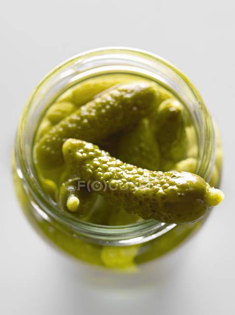 Jar of pickled gherkins — Stock Photo