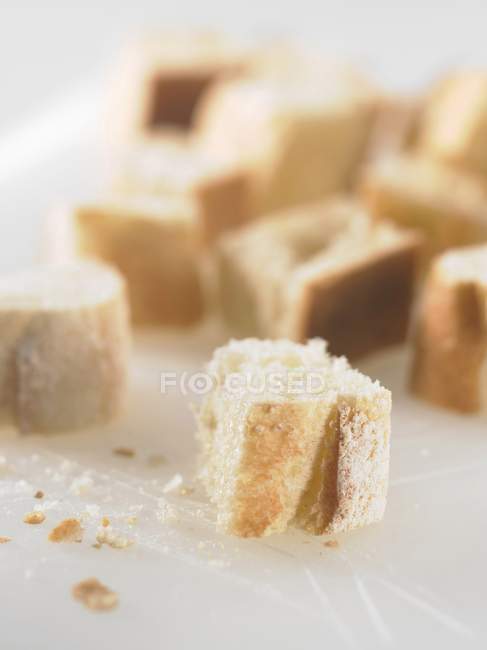 Cubes of bread for fondue — Stock Photo