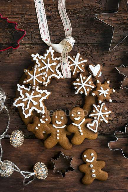 Gingerbread wreath for Christmas — Stock Photo