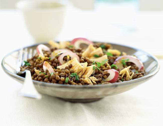 Spiced lentils with red onion — Stock Photo