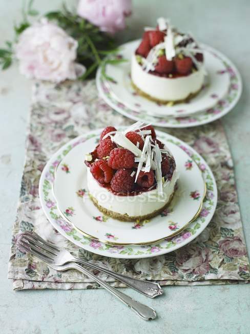 Mini Raspberry Cheesecakes — Stock Photo