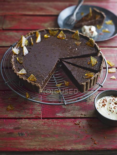 Chocolate mousse tart — Stock Photo