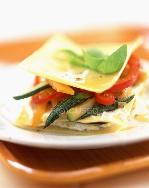 Lasagne pasta with vegetable and cheese — Stock Photo