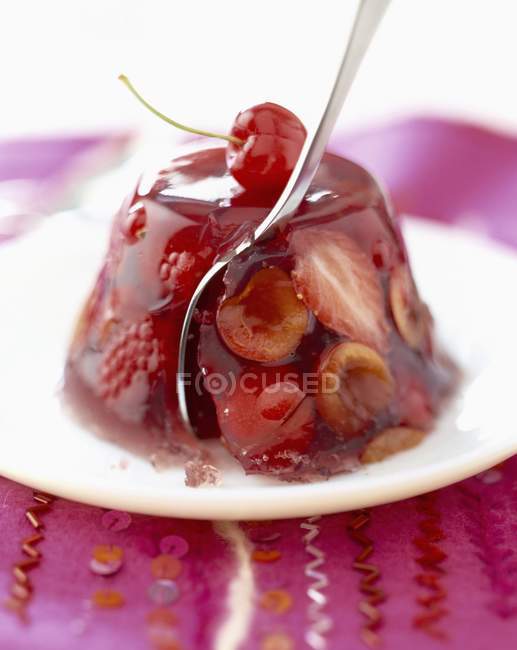 Summer fruit in jelly — Stock Photo