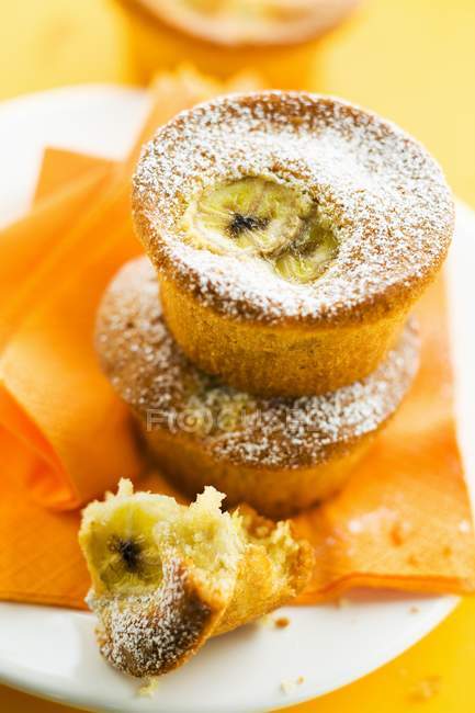 Banana muffins on plate — Stock Photo