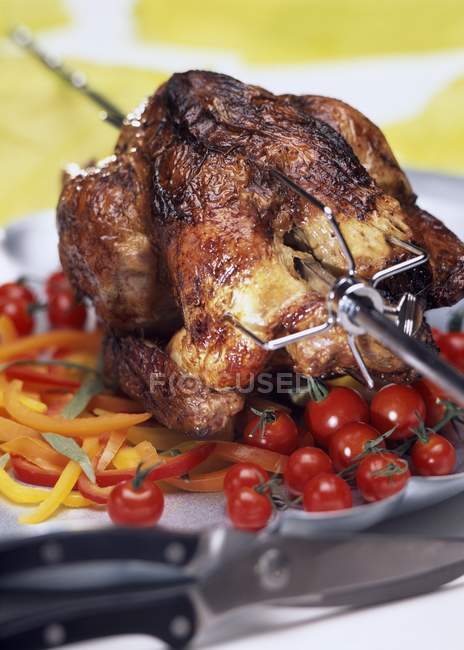 Жареная курица на шампуре — стоковое фото