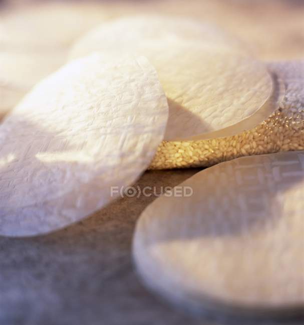 Close up shot on rice pasta galettes — Stock Photo