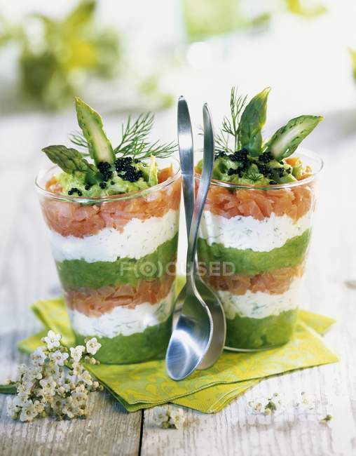 Salmon,asparagus and cream cheese — Stock Photo
