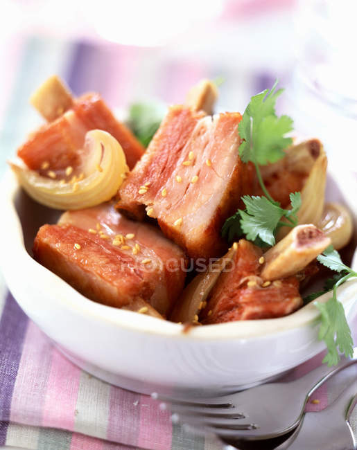 Roasted Pork ribs with herbs — Stock Photo