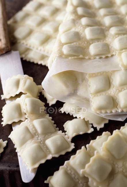 Pasta cruda cruda ai ravioli — Foto stock