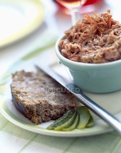 Slice of pt and potted meat — Stock Photo
