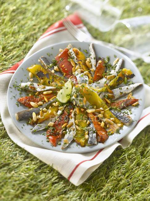 Grilled pepper on plate — Stock Photo