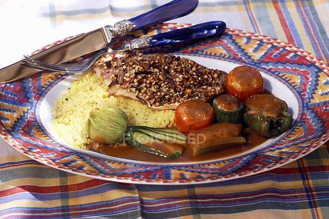 Seabream with a spicy crust — Stock Photo