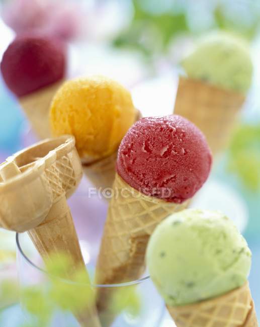 Ice cream cones in glasses — Stock Photo