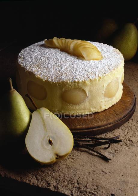 Bavarian pear dessert — Stock Photo