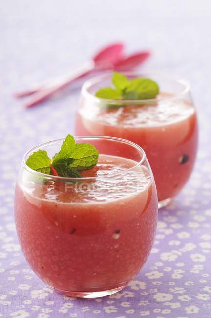 Watermelon smoothie in glasses — Stock Photo