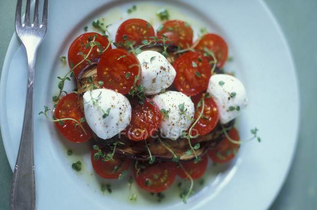 Melanzane alla griglia con pomodori — Foto stock