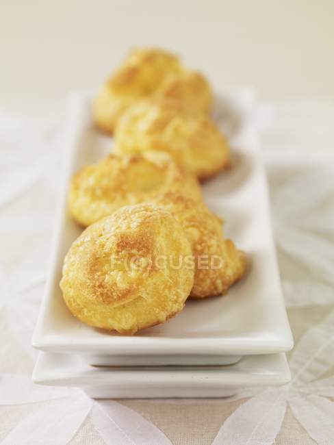 Cheese Gougres on platters — Stock Photo