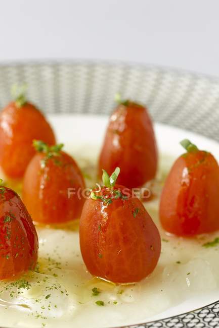 Transparent gazpacho gleatin — Stock Photo