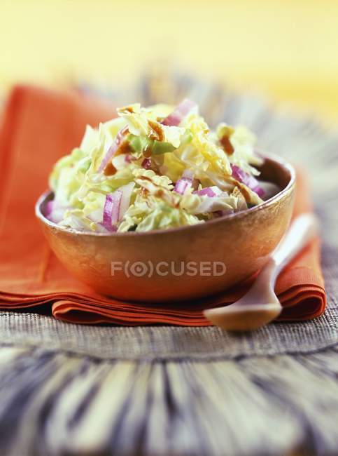 Salada de repolho branco em tigela — Fotografia de Stock