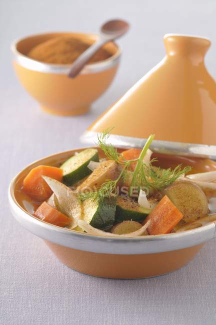 Vegetable and potato Tajine — Stock Photo