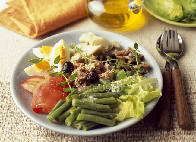 Salad Nioise on plate — Stock Photo
