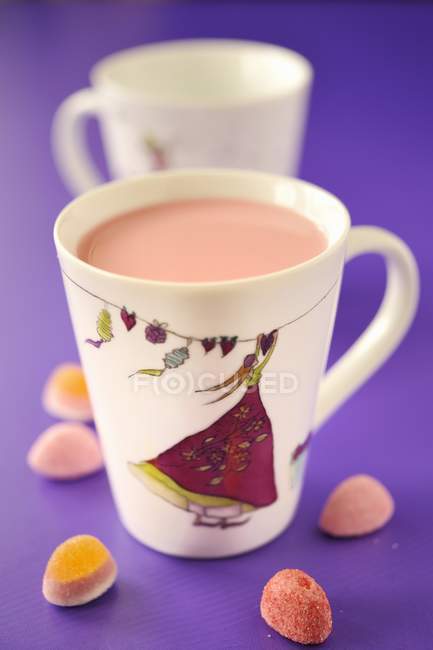 Cups of strawberry milk — Stock Photo
