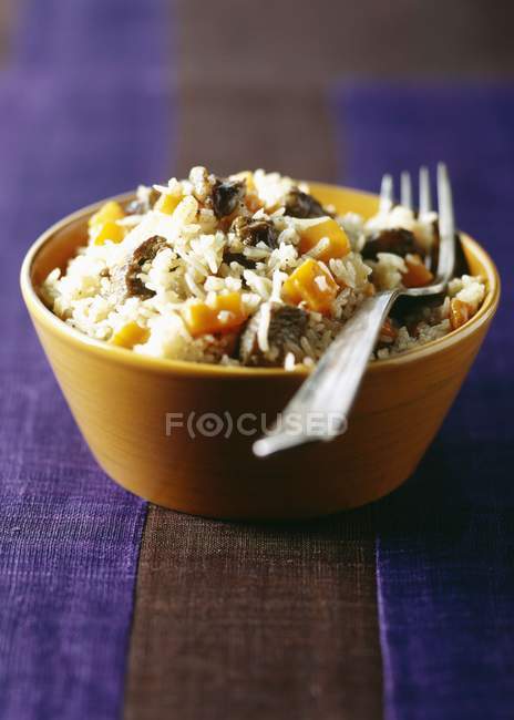 Vegetable rice and beef — Stock Photo