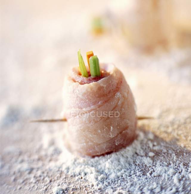 Rolled fish fillet stuffed with vegetables — Stock Photo