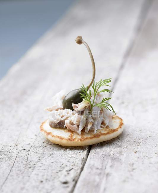 Potted mackerel and capers — Stock Photo