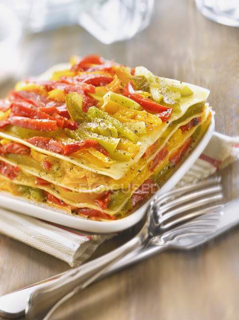 Stewed pepper Lasagne — Stock Photo