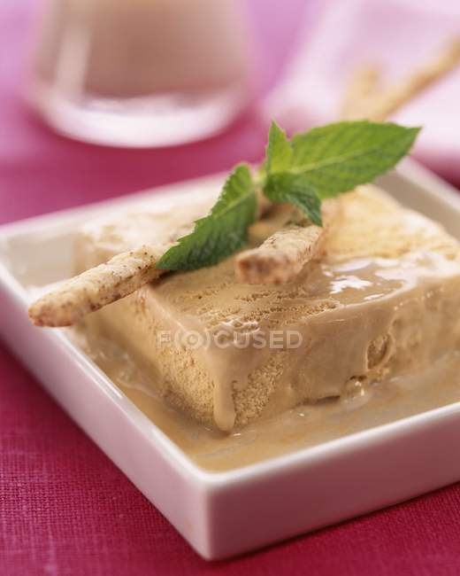 Turron ice cream on plate — Stock Photo