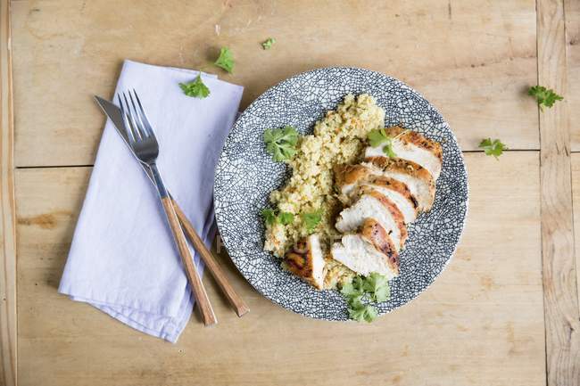 Marinated chicken with couscous — Stock Photo