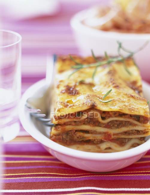 Portion of Lasagne bolognese — Stock Photo
