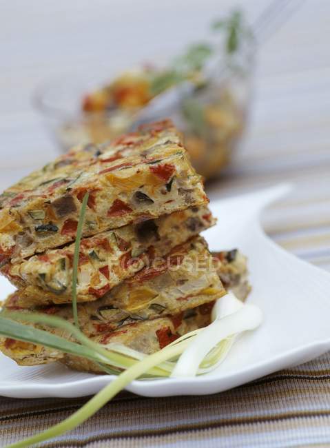 Vegetable tortilla on plate — Stock Photo