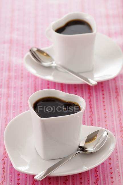 Heart-shaped coffee cups — Stock Photo